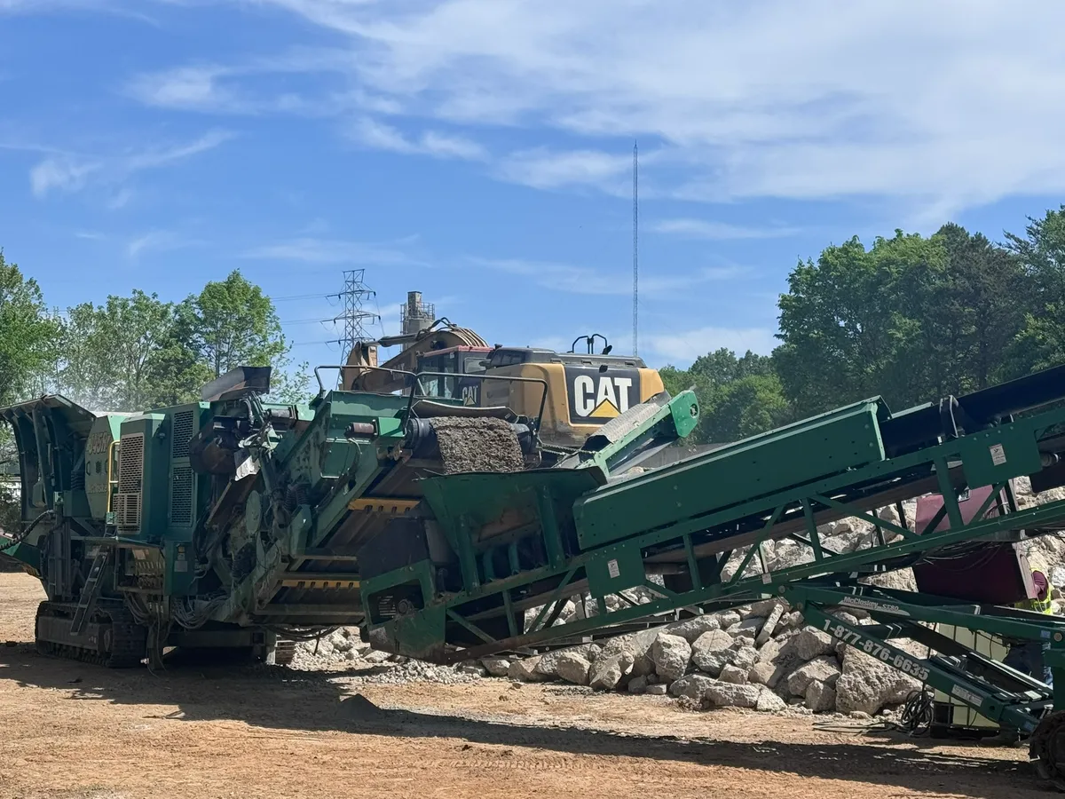 Concrete crushing equipment at the J. Coble Materials recycling yard