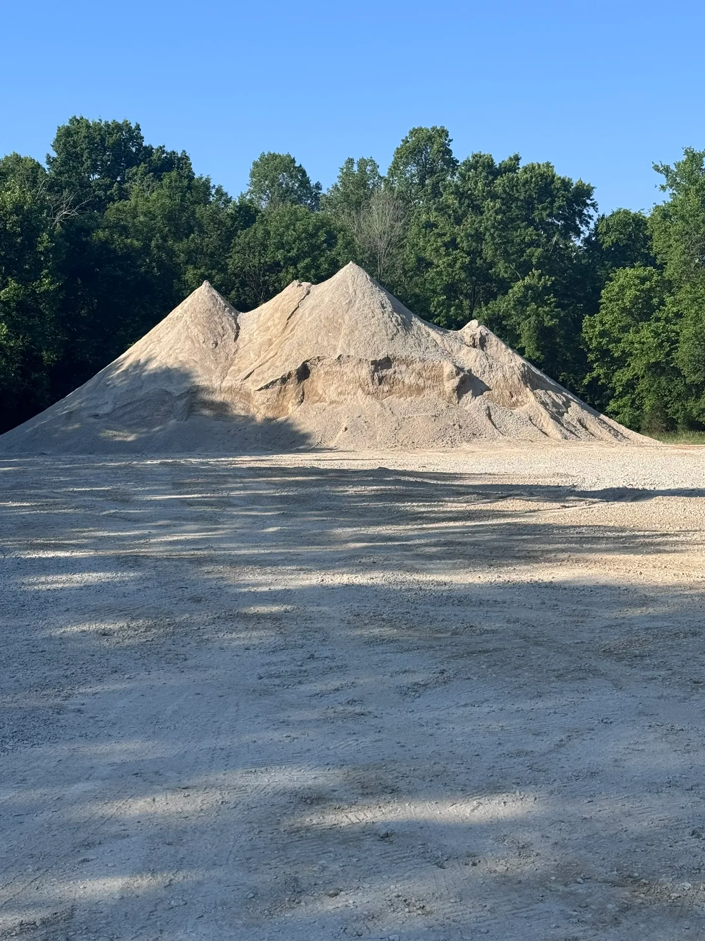 Finished 1.5-inch minus crushed recycled concrete stockpile